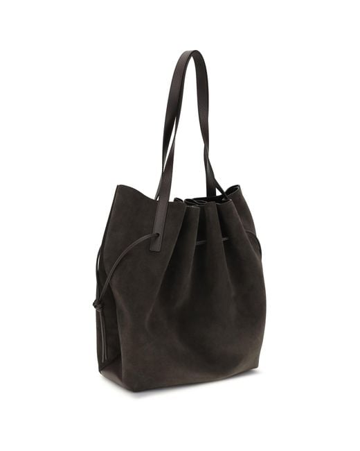Yuzefi Black Scallop Suede Shoulder Bag Ganache