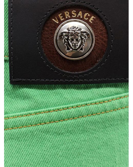 Versace Green Non-Stretch Cotton Trousers