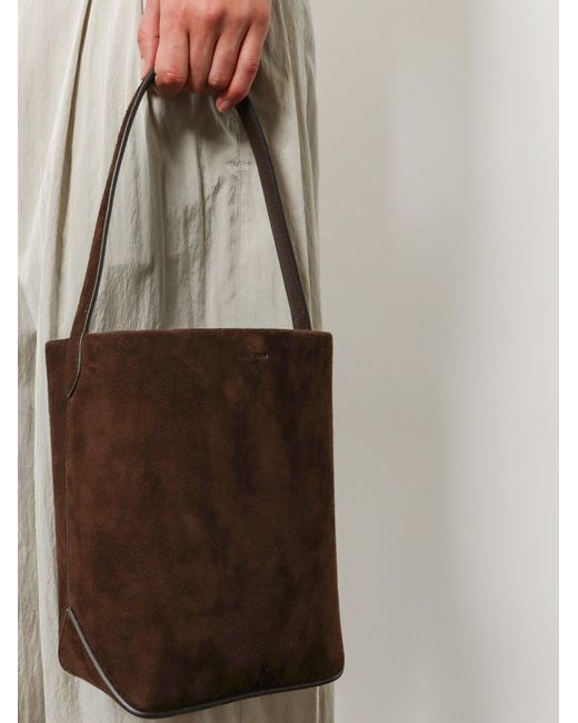 The Row Red N/S Park Tote Edge Suede Shoulder Bag