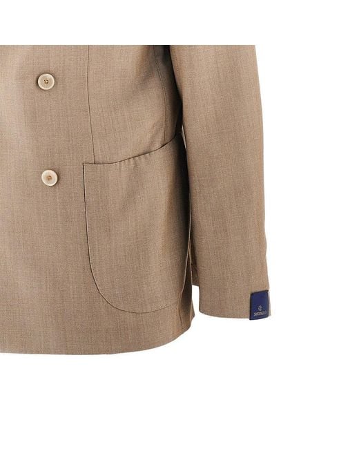 Santaniello Natural Light Wool Double-Breasted Tailored Suit for men