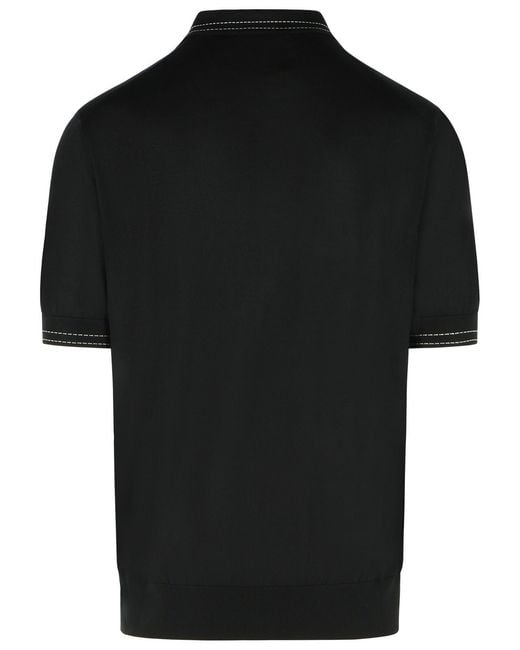 Dolce & Gabbana Black Silk Polo Shirt for men