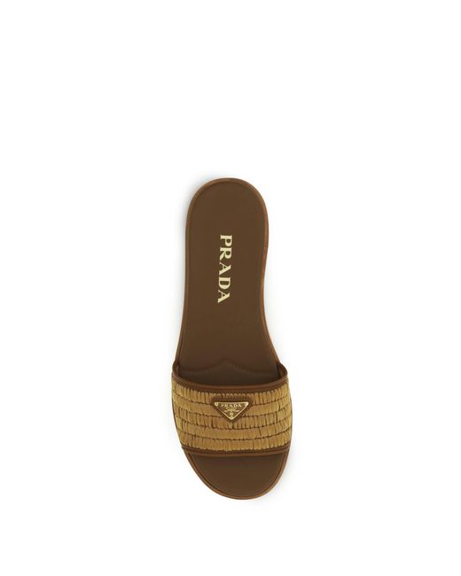 Prada Multicolor Raffia Slippers Sandals