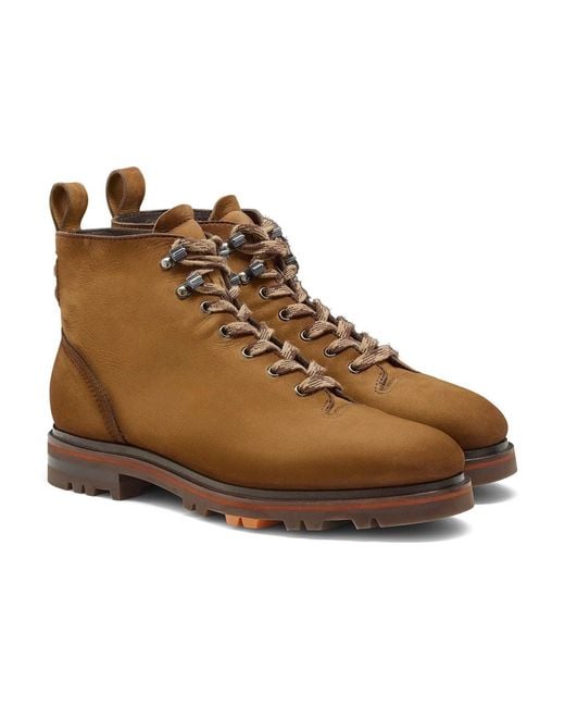 Santoni Brown Trekking Lace Up Ankle Boots for men