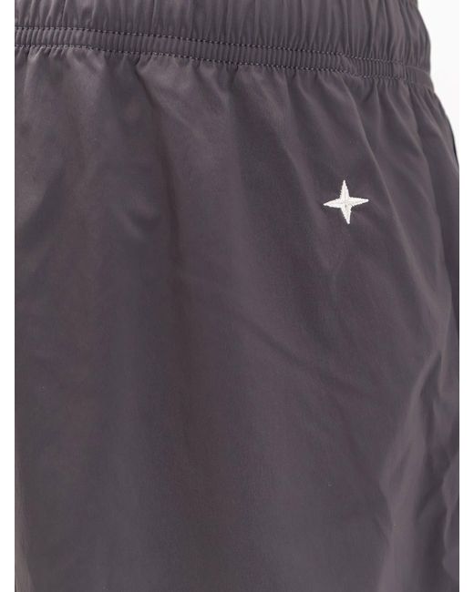 Stone Island Gray Nylon Bermuda Shorts With Embroidered Logo On The Back for men