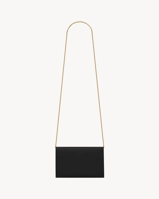 Saint Laurent White "Uptown" Pouch With Chain