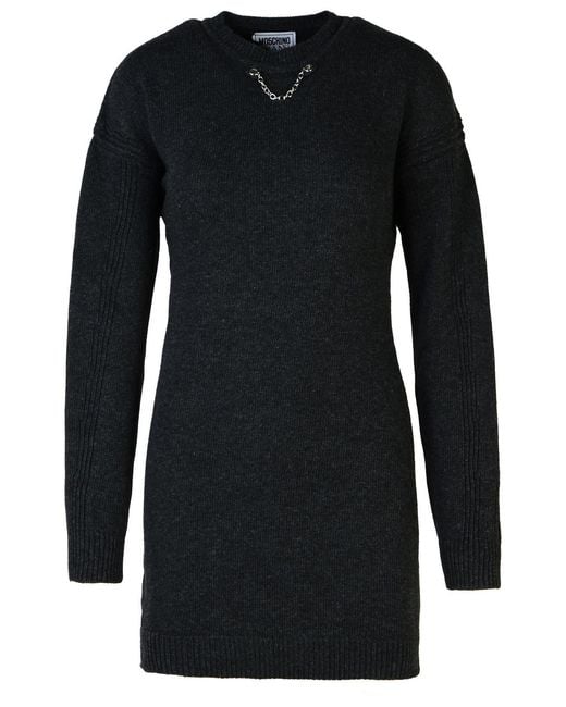 Moschino Black Dark Wool Blend Dress