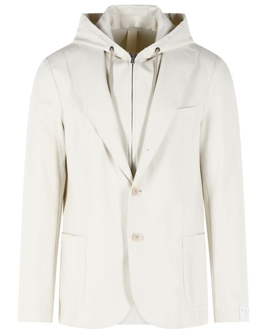Eleventy White Ivory Cotton Blend Blazer for men