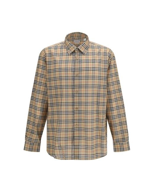 Burberry Natural Check All-Over Cotton Shirt Sand for men