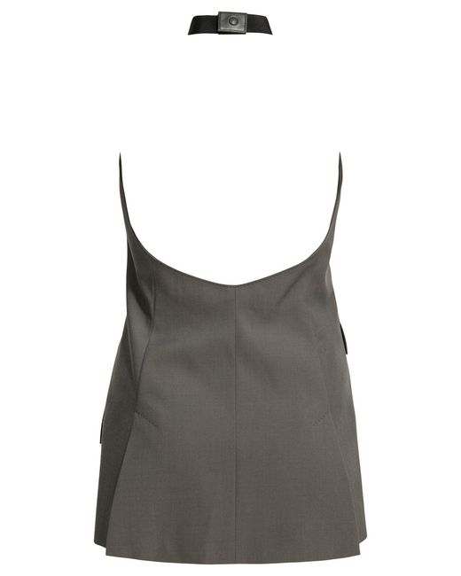 Max Mara Gray Sleeveless Virgin Wool Jacket