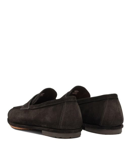 Santoni Black Calf Leather Loafers for men