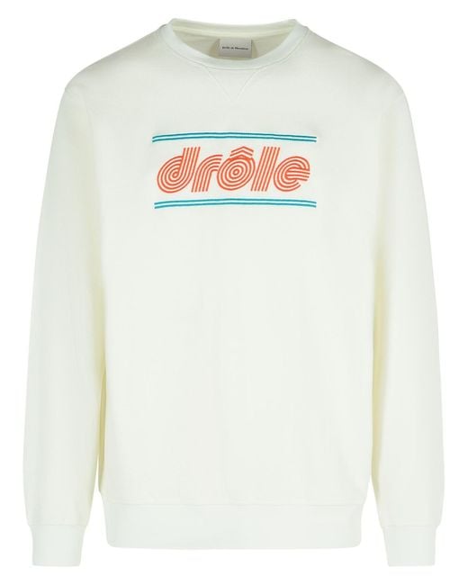 Drole de Monsieur White Tennis Cotton Sweatshirt for men