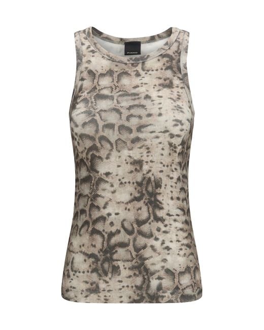Pinko Brown Tank Top Snakeskin Print