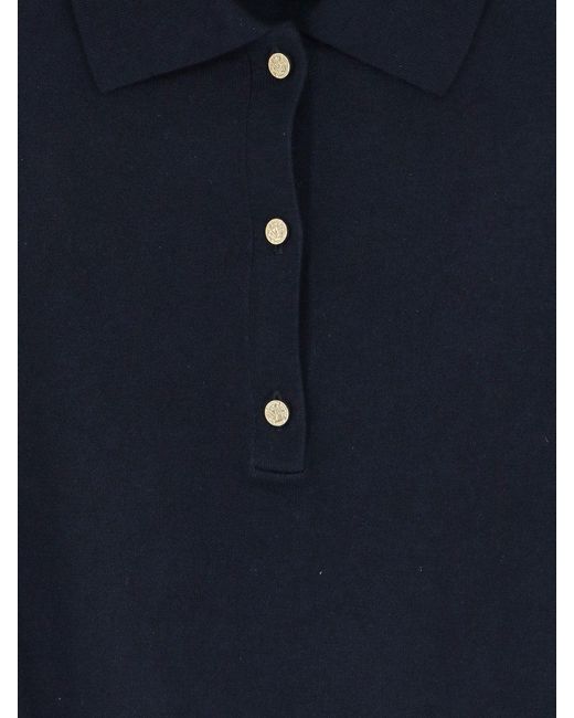 Max Mara Blue Smmpomposa Cotton, Silk And Cashmere Polo Shirt