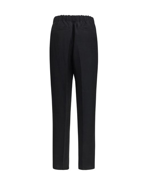 Laneus Black Pants Linen And Viscose