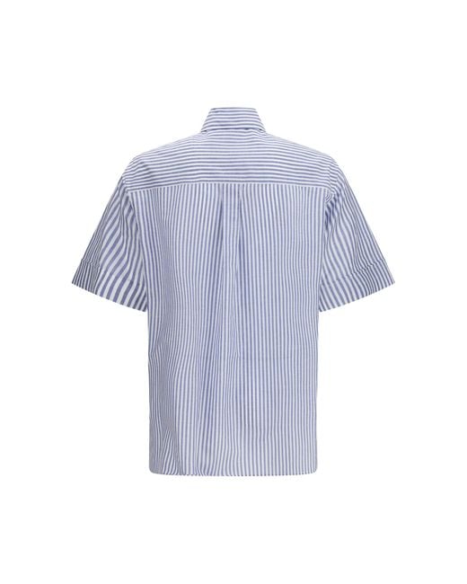 Valentino Blue Short-Sleeve Shirt With Logo Buttons for men