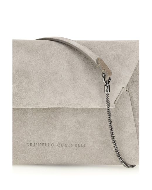 Brunello Cucinelli Gray Bc Duo Suede Clutch Bag