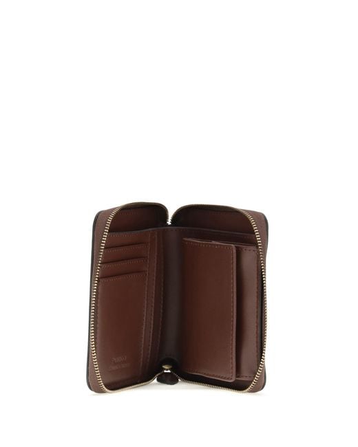 Pinko Brown Leather Zip-Around Wallet Burgundy
