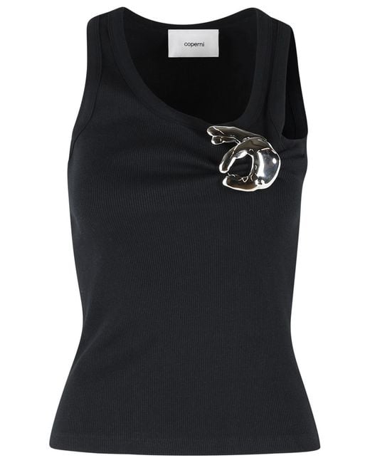 Coperni Black 'Emoji' Cotton Tank Top