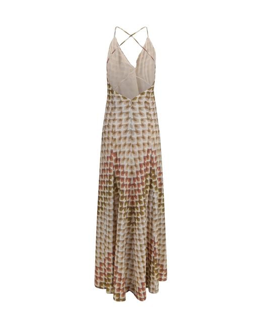 Missoni Natural Long Lamé Viscose Dress With Crossed Straps