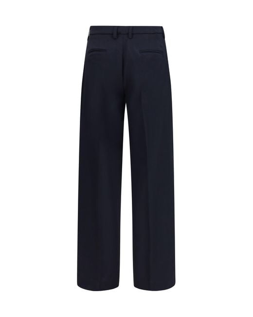 Cruna Blue Pants Wide-Leg Virgin Wool