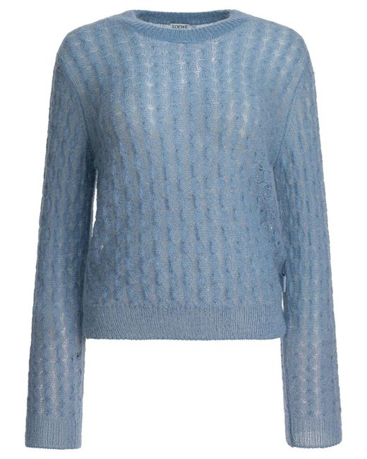 Loewe Blue Sweater With Perforated Detail Light