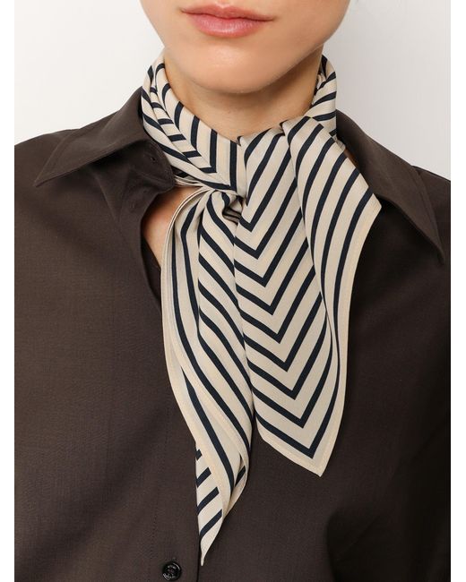 Totême Gray Signature Monogram Silk Foulard