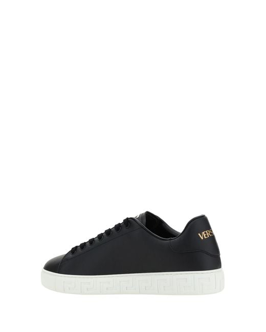 Versace Black Greca Leather Sneakers for men