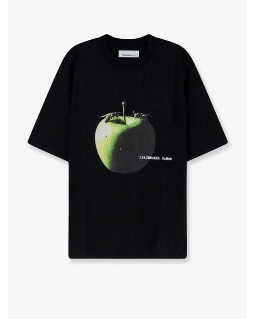 Oamc Peacemaker Black T-Shirt With Apple Print for men