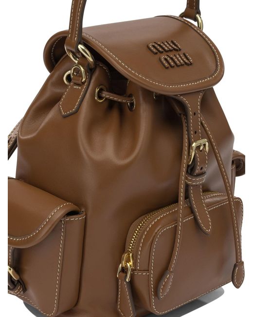 Miu Miu Brown Leather Backpack