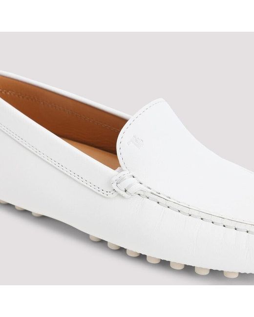 Tod's White "Gommino" Loafers