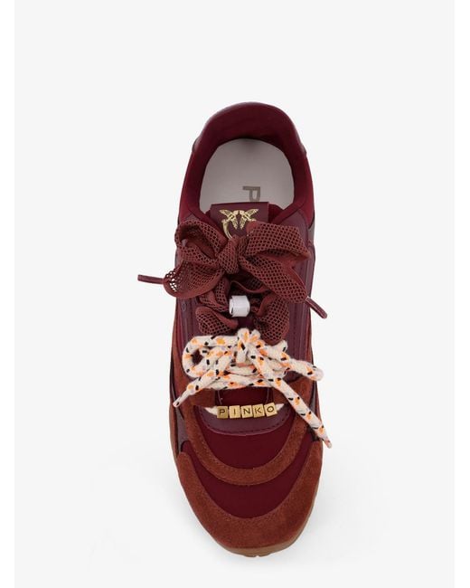 Pinko Red Yulia Suede Sneakers With Nylon Inserts