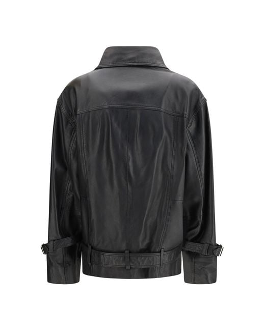 Pinko Black Leather Biker Jacket