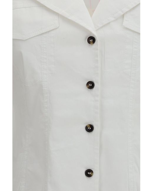 Ganni White Long-Sleeve Cotton Shirt