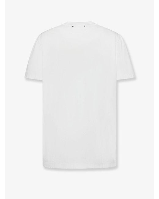 Golden Goose Deluxe Brand White Cotton T-Shirt With Rhinestones