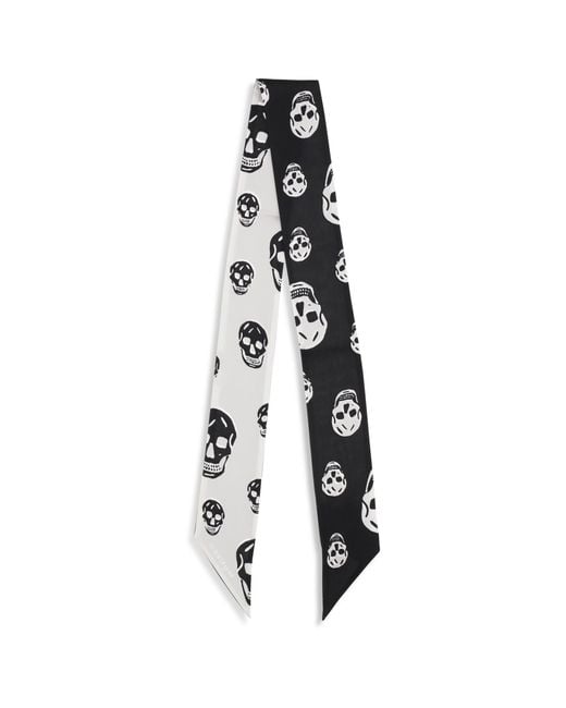 McQueen White Skull Ribbon Scarf