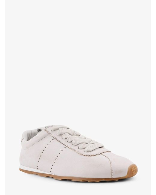 Miu Miu White Plume Leather Sneakers