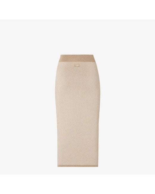 Fendi Natural Ff Silk And Cashmere Skirt