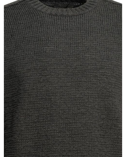 Prada Gray Virgin Wool Crewneck Sweater for men