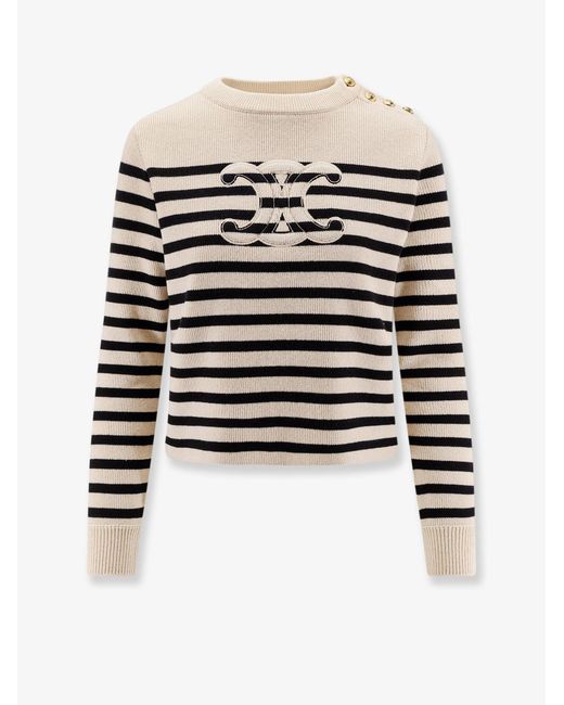 Women's White Triomphe Cashmere And Wool Jumper