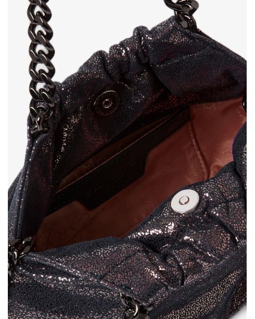 Stella McCartney Black Falabella Eco Shiny Dotted Chamois Fabric Shoulder Bag