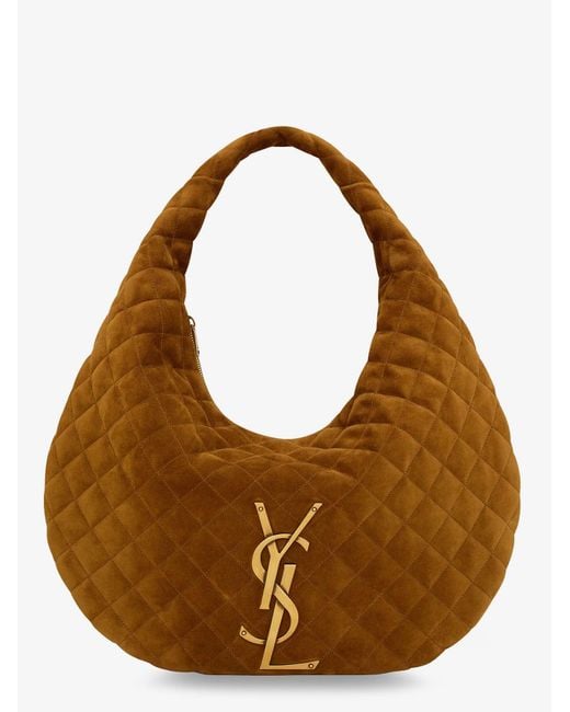 Saint Laurent Brown Icare Hobo Suede Handbag
