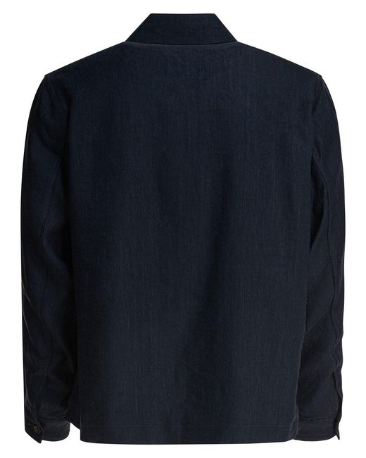 Vince Blue Bomber Jacket Zipper Closure