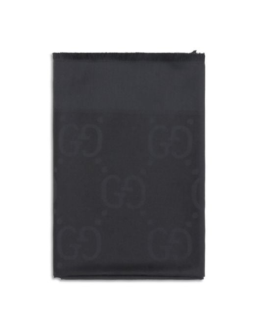 Gucci Black Wool And Silk Scarf