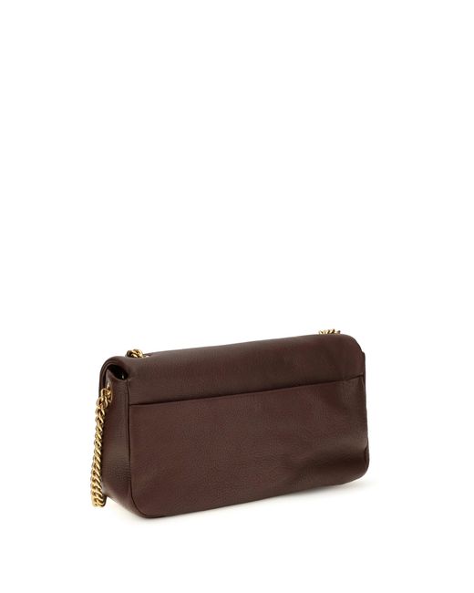 Pinko Brown Love Birds Click Soft Leather Shoulder Bag