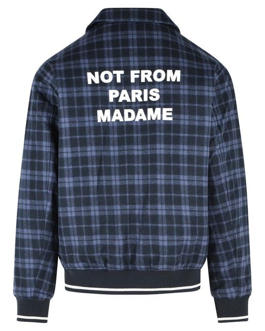 Drole de Monsieur Blue Wool Blend Checkered Jacket for men