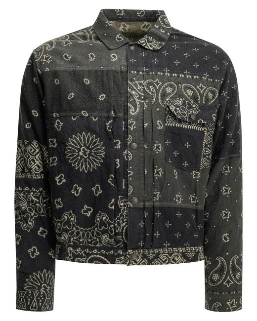 Kapital Black Flannel Reversible Bandana Overshirt Jacket for men