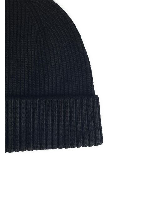 Seven Gauge Blue Wool Beanie for men