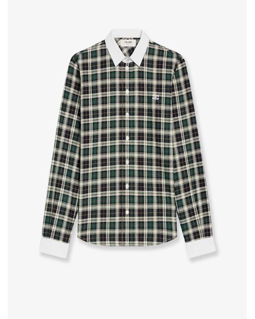 Céline Green Tartna Cotton Shirt