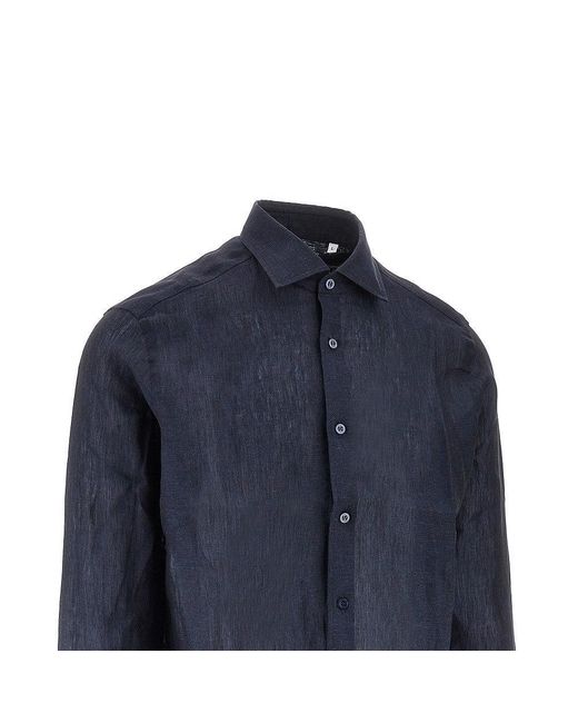 Herno Blue Summer Linen Shirt for men