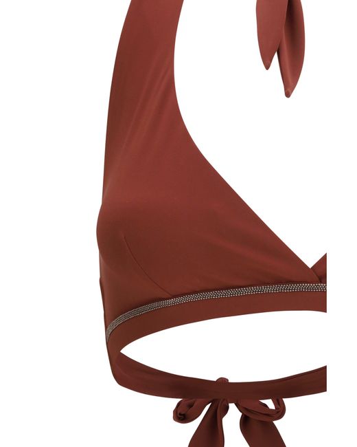Brunello Cucinelli Brown Triangle Bikini Top